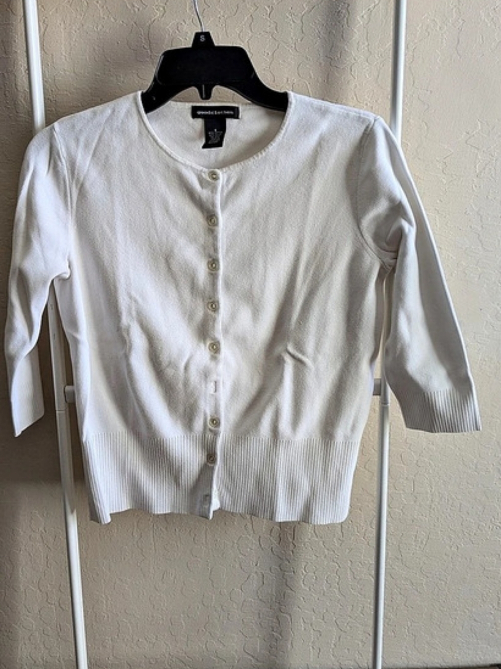 goodclothes White Ribbed Button-Front Cardigan Like New